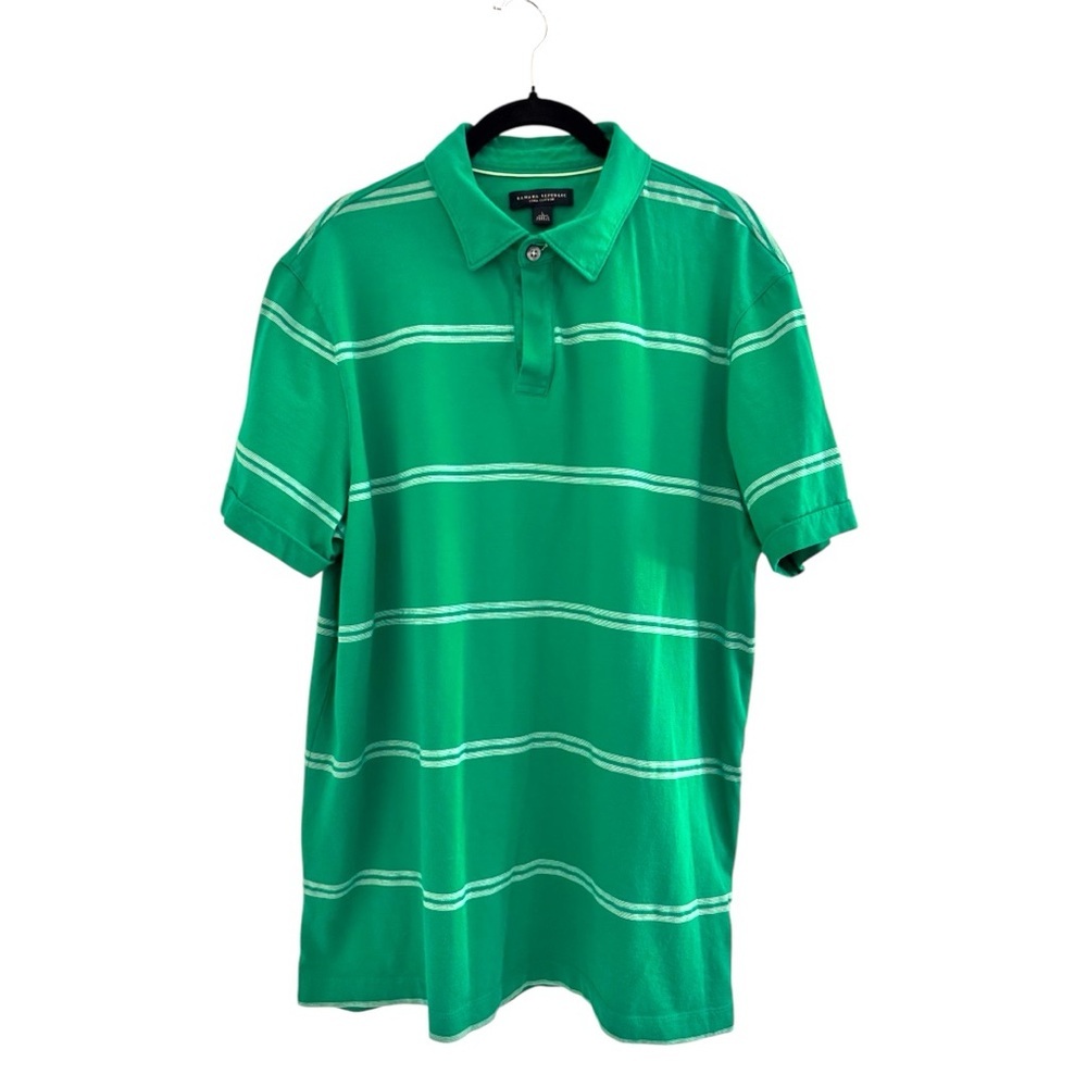 💚BANANA REPUBLIC Green Striped Polo Shirt Size L